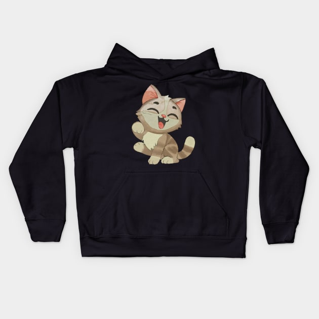 Happy smiling kitty Kids Hoodie by Znikoma